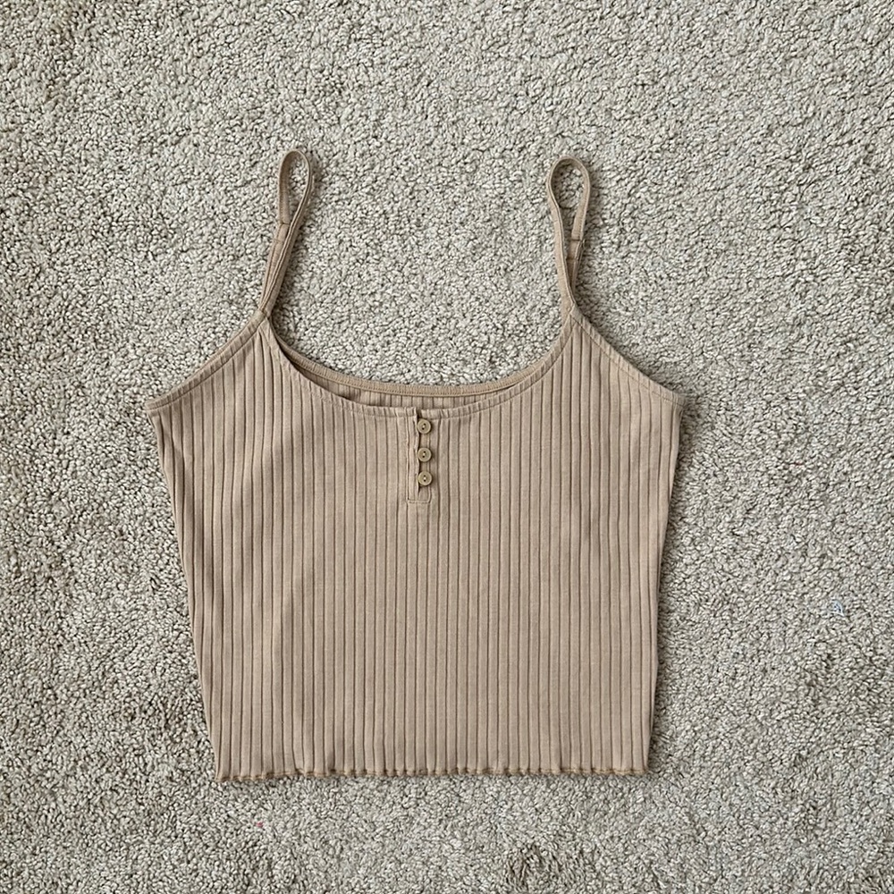 American Eagle Women's Tan Ribbed Top